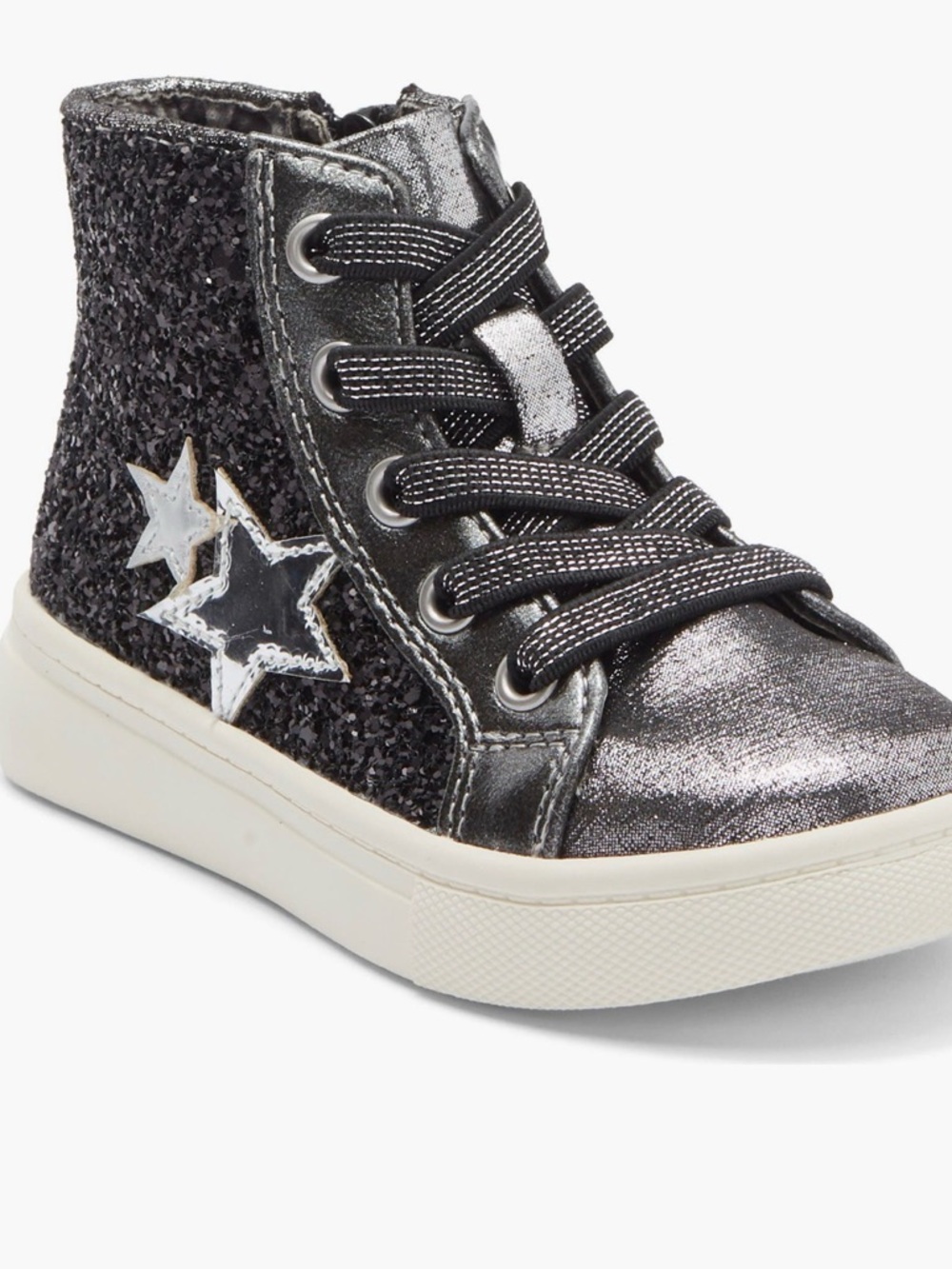 Harper canyon Kids High-Top Glitter Sneakers - Black/Silver 8 new